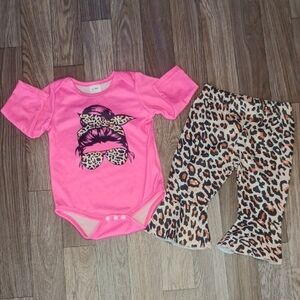 Pink Leopard Print Kids Matching Set